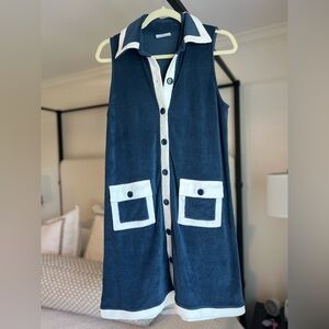 Lake Pajama navy and white terry coverup size XS